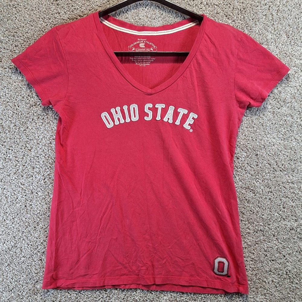 Colosseum Athletics T Shirt Women XL Red Ohio State Buckeyes V-Neck Sporty